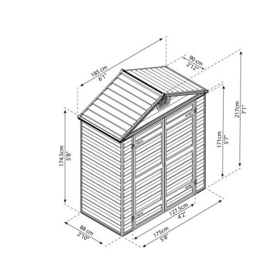 Imagine Casuta gradina Skylight 90 × 185 × 217 cm  - Canopia, GRI