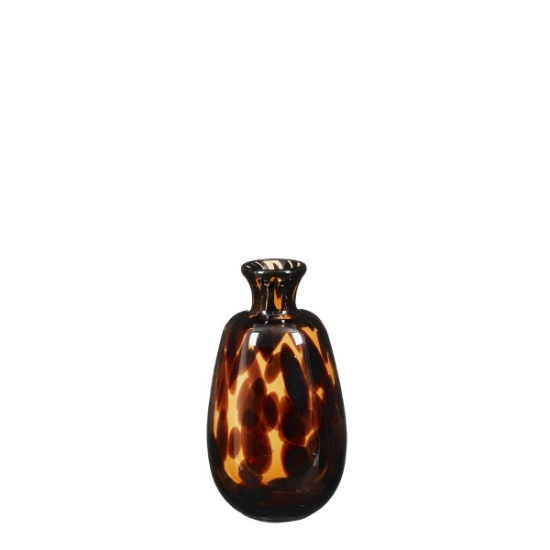 Imagine Vaza din sticla Toro, Maro Leopard, 9x17 cm, Mica Decorations