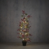 Imagine Brad de Craciun decorativ cu LED-uri calde si fructe de padure, 120cm, ghiveci inclus