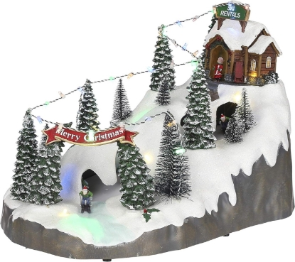 Imagine Decorațiune Crăciun pârtie de ski, Luville Ski Mountain, 36x23,5x24 cm