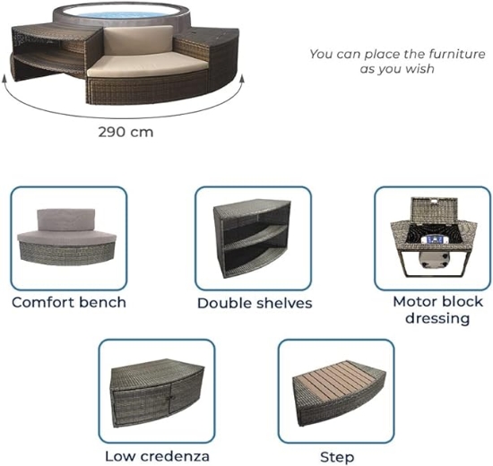 Imagine Jacuzzi NetSpa Vita Premium cu mobilier inclus, 6 locuri