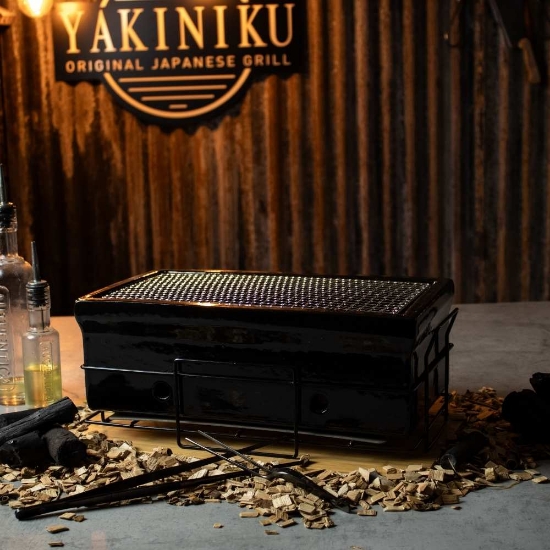 Imagine Gratar ceramic de masa Shichirin, Dreptunghiular, MEDIUM, YAKINIKU - black edition