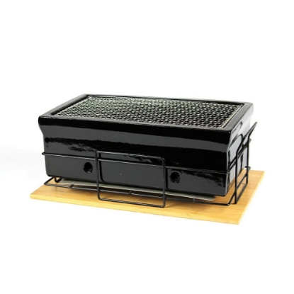 Imagine Gratar ceramic de masa Shichirin, Dreptunghiular, MEDIUM, YAKINIKU - black edition