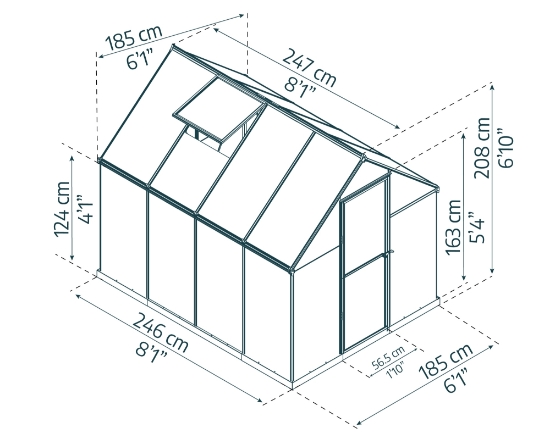 Imagine Seră din policarbonat Canopia Mythos 1.85 X 2.47 m - Structură gri și panouri Twinwall