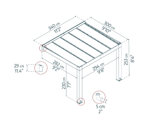 Imagine Pergola terasă din lemn, Helsinki 3 X 3.4 m , CANOPIA