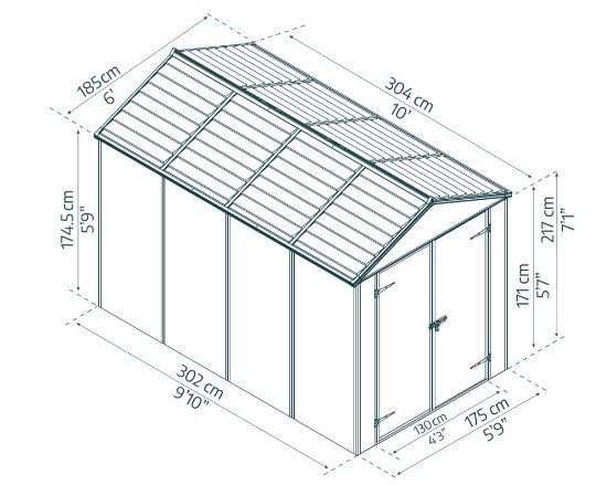 Imagine Canopia Rubicon 6 x 10 m Ultra Durable Căsuță de grădină -Cutie unică