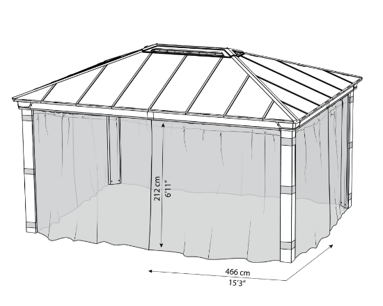 Imagine Set de plasă Canopia pentru pavilion de grădină Dallas 4 bucăți - 4.27 X 4.27m