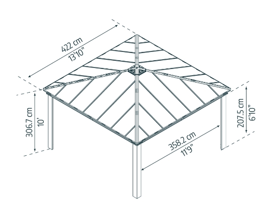 Imagine Carport auto din aluminiu, Canopia Colorado 4.3 x 4.3 m, Gri închis / Gri opac
