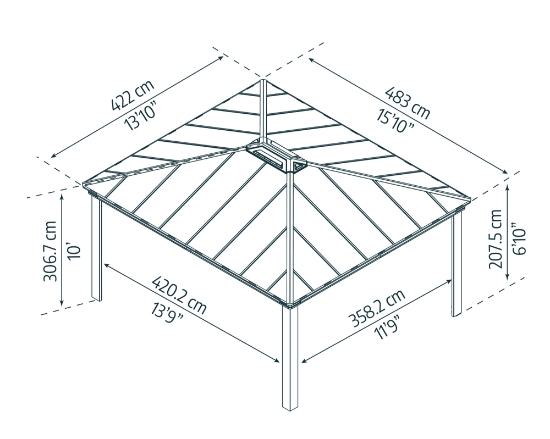 Imagine Carport auto din aluminiu Canopia Colorado 4.9X4.3 m - Gri închis / Gri opac