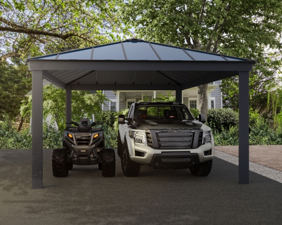 Imagine Carport auto din aluminiu Canopia Colorado 4.3x6.1m  - Gri închis / Gri opac