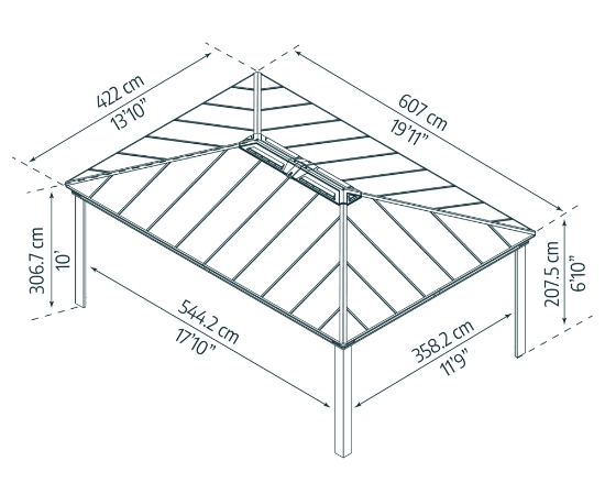 Imagine Carport auto din aluminiu Canopia Colorado 4.3x6.1m  - Gri închis / Gri opac