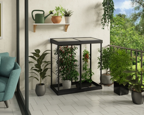 Imagine Canopia - Seră din policarbonat IVY (64 X 124cm) cu structură neagră și panouri transparente