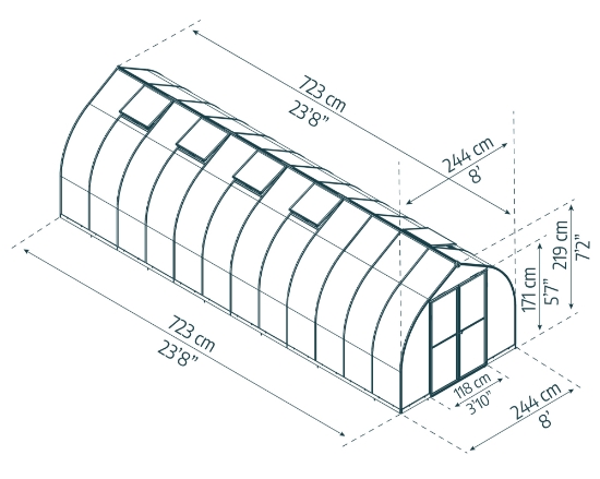 Imagine Sera din policarbonat cu pereti dubli, 2.4 X 7.2 m, Bella, Palram - Canopia