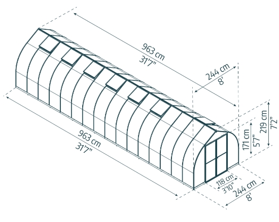Imagine Sera din policarbonat cu pereti dubli, 2.4 X 9.6 m, Bella, Palram - Canopia
