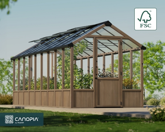 Imagine Sera din lemn de cedru natur și panouri din policarbonat, 2.5 X 6.4m, Natura Cedar, Palram - Canopia