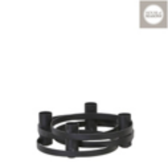 Imagine SUPORT ROTUND LUMANARE NEGRU - 6*21CM