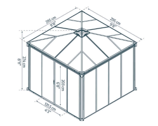 Imagine Foisor gradina inchis Ledro, 3x3 m, Canopia