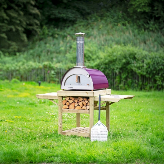 Cuptor pizza pe lemne, 60cm, Igneus Classico-Violet cu stand inclus