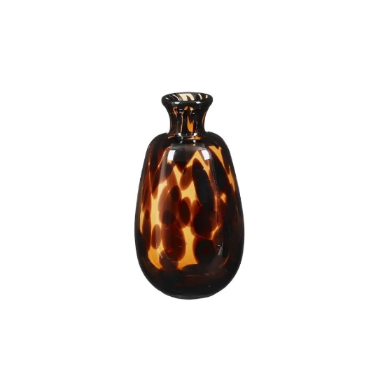 Imagine Vaza din sticla Toro, Maro Leopard, 9x17 cm, Mica Decorations